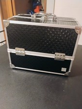 Black & Silver Lockable Folding Makeup Case w...