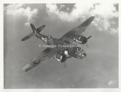 PERIOD  AVIATION PHOTOGRAPH OF  AIRCRAFT.  IN FLIGHT VIEW OF BRISTOL BLENHEIM