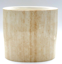 Heavy Ceramic Wastebasket 11" Oval Trash Can Stone Marble Style Finish