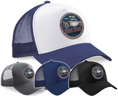 Hellmotors Hotrod 1950 Trucker Cap V8 Old School Biker Basecap US Car Retro - Bild 1 von 4