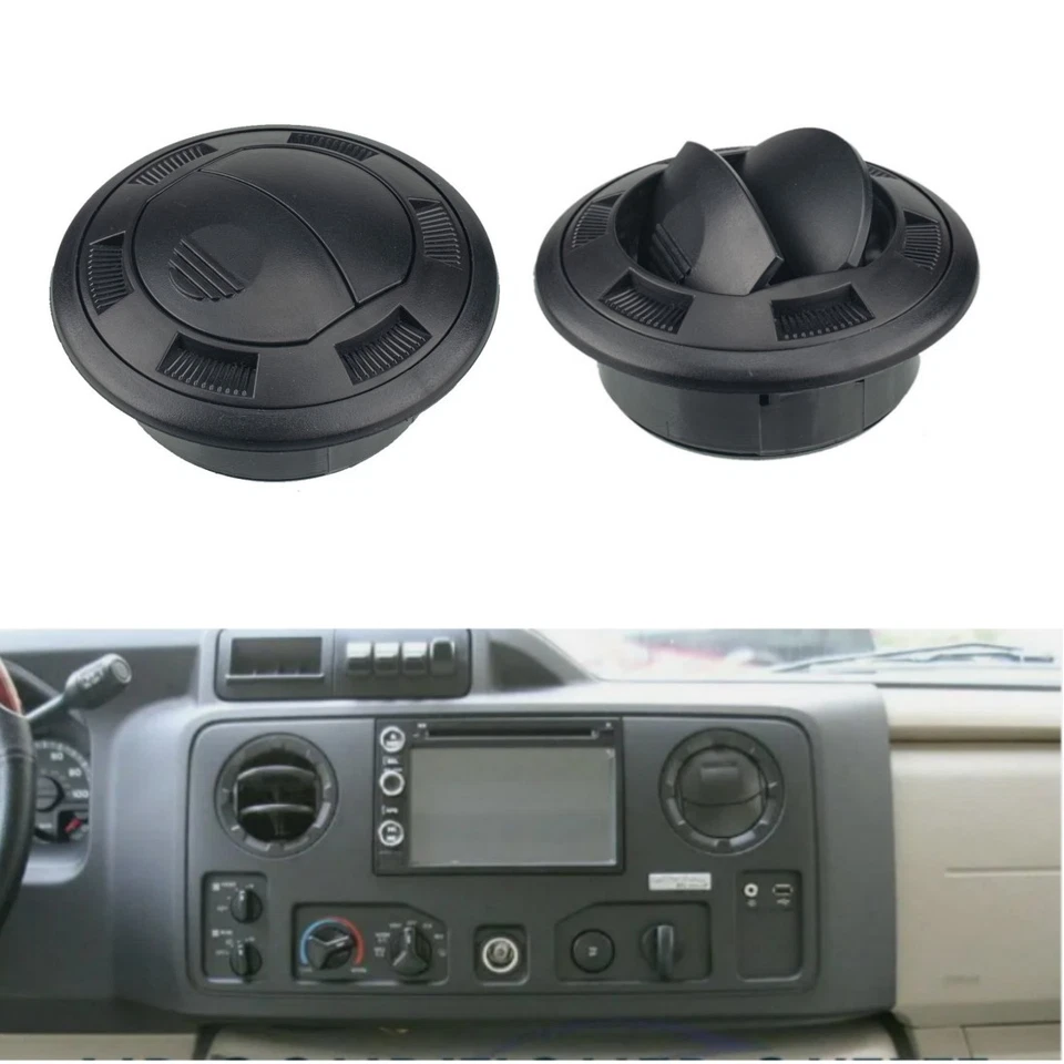 2X Universal 75mm RV Bus Car Boat Yacht A/C Air Conditioning Outlet Vent Black Foto 3 de 4