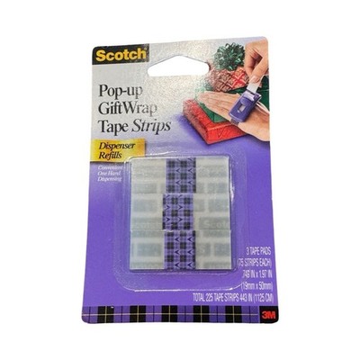 Scotch Pop-up Gift Wrap Tape Strips Dispenser Refills 3 Pads 225 Strips 3M-92