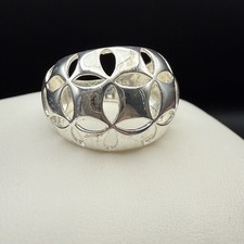 Sterling Silver Ring Open Work Flower Of Life Band 925 Floral Bohemian Size 7