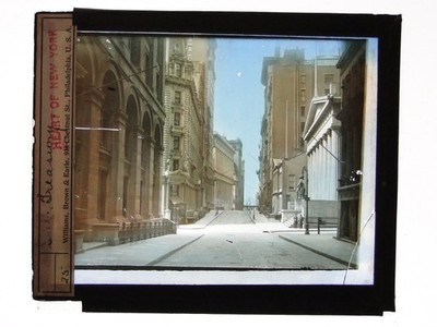 US Treasury Wall Street NYC Magic Lantern Slide Williams Brown Earle um 1900