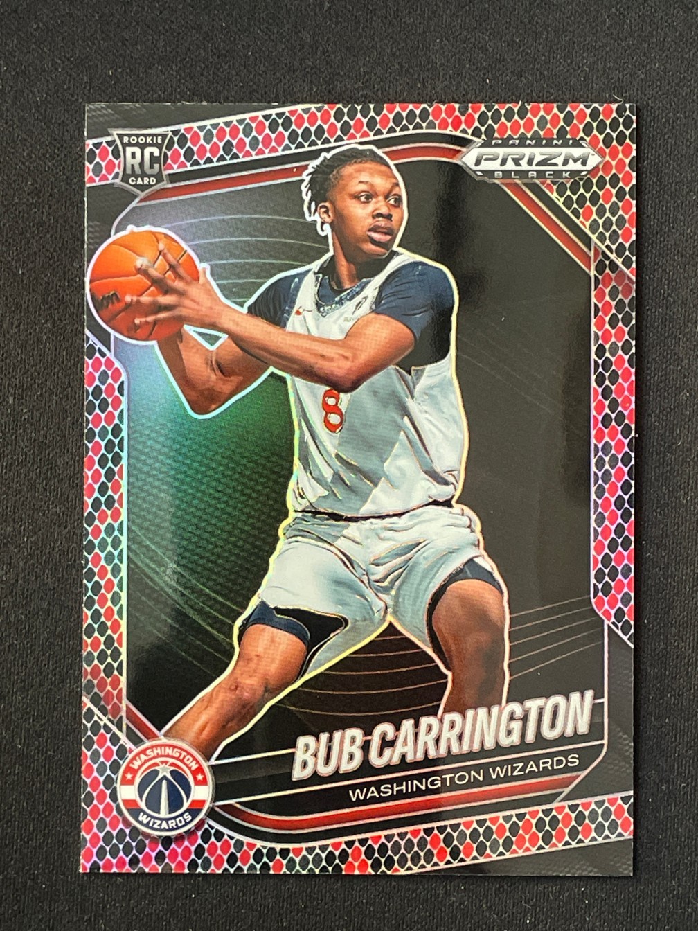 Bub Carrington 2024-25 Panini Prizm Black Snakeskin Prizm SSP RC #92