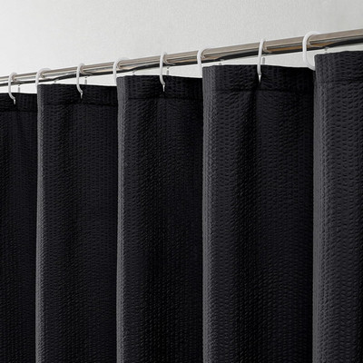 Black Shower Curtain for Bathroom 72x72 Inch, 3D Embossed Textured Waffle Fabric