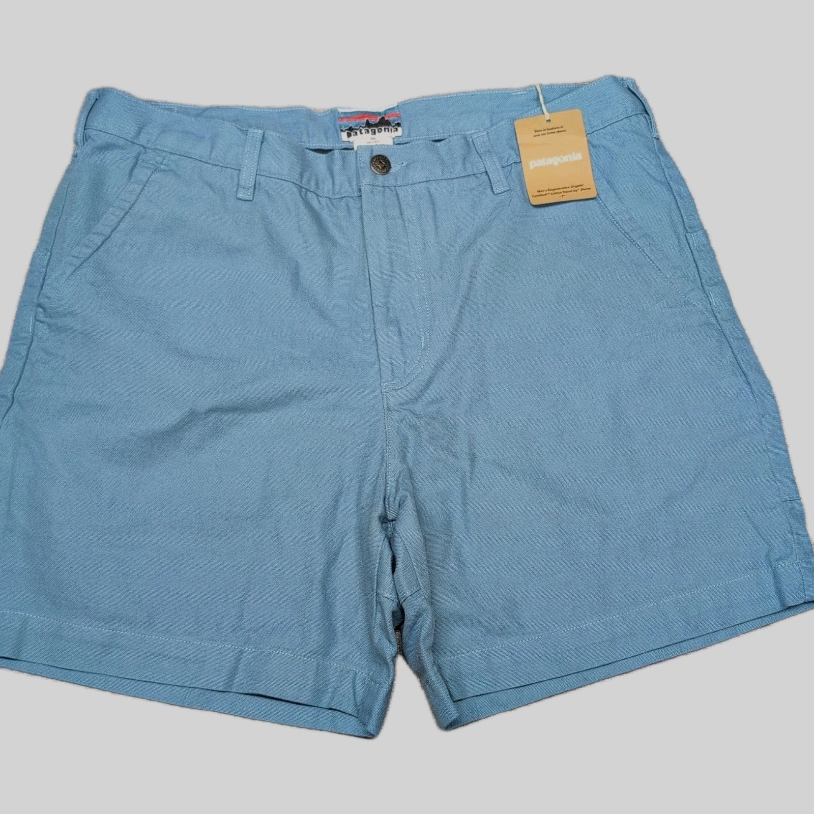 Patagonia M's Stand Up Shorts 36*7 Lit Plume Grey NWT Organic Cotton Hiking