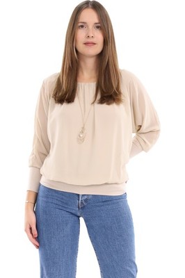 Damen Bluse mit Kette Tunika Hemdbluse Shirt klassisch 1133