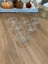 Vintage Clear Pedestal Compote / Desert/Bowl With Scalloped Edges 4" SET of 6