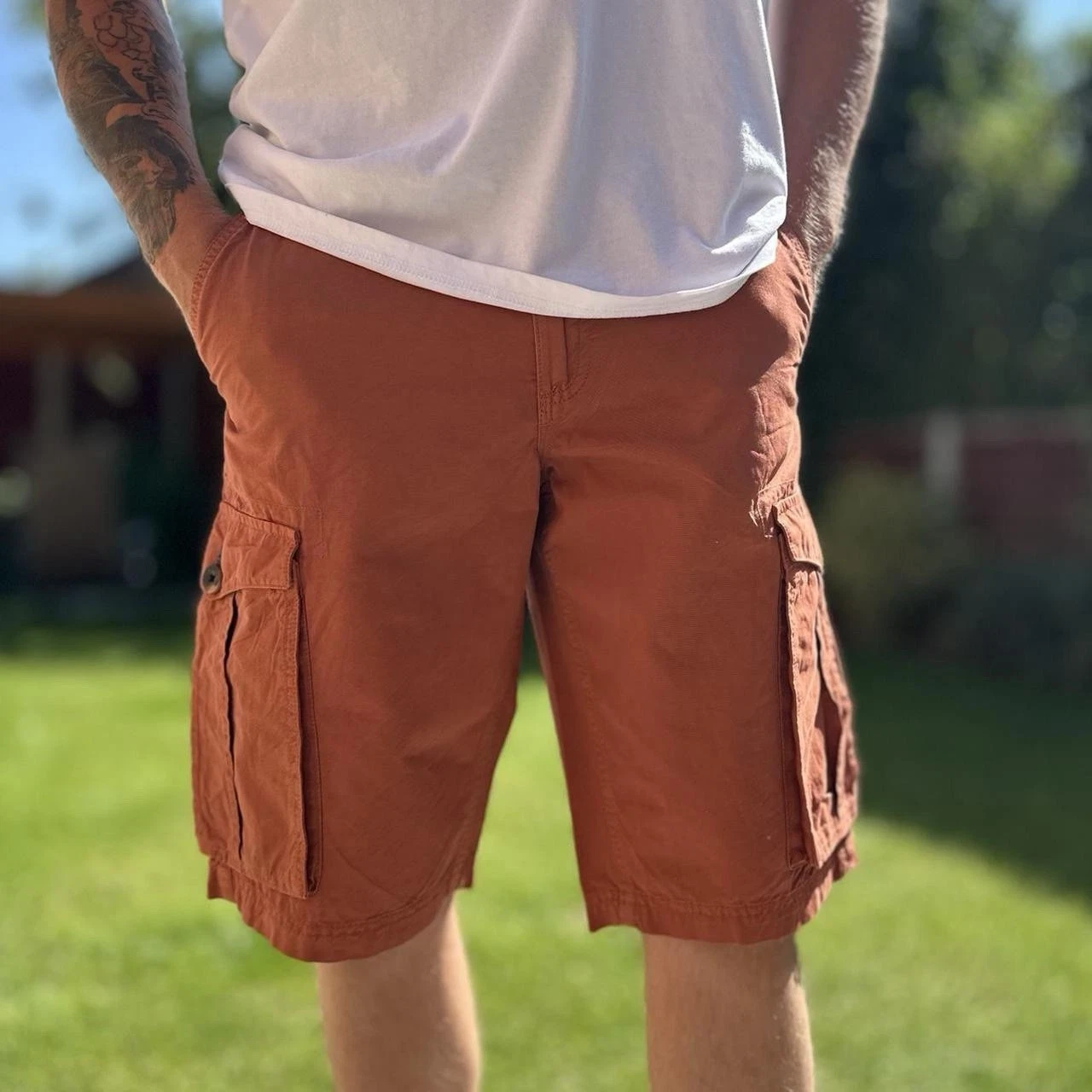Regatta Orange Cargo Shorts Waist 33" Men's Festival Utility Shorts Workwear