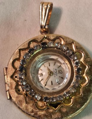 Vintage Enzo 17j Swiss Pendant Watch, manual wind, gold tone, runs