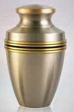 Cremation Urn Classic Greek Striped Pewter Ex. Large Solid Brass Memorial Urn