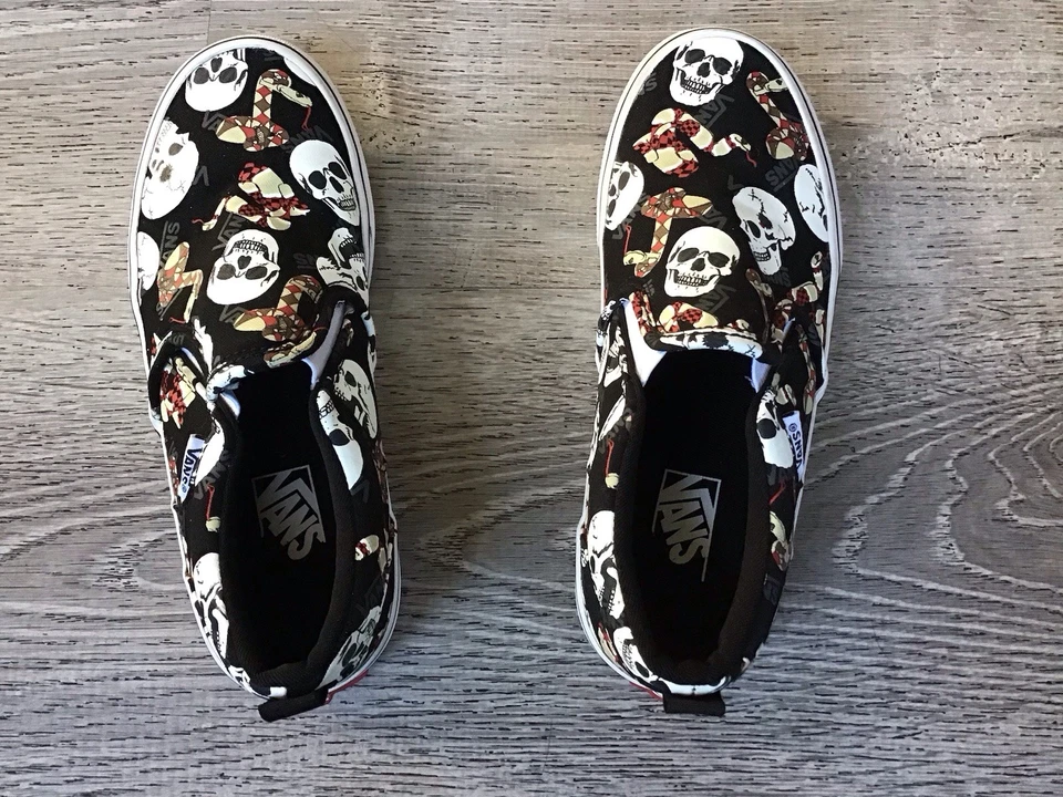 Zapatillas sin cordones Vans Asher niños talla 3 zapatos calaveras y serpientes jóvenes Foto 4 de 4