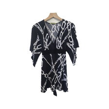 Women's Joony Plus Black V-Neck Blouse Top with Ties - Unknown Size/Material