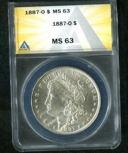 1887 O Morgan Silver Dollar , Better Date, ANACS  MS63,,Nicer than grade!!