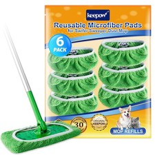 KEEPOW Reusable Wet Pads Refills Compatible with Swiffer Sweeper Mop, Dry Swe...
