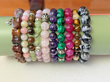 Handmade Gemstone Bracelet Gift Set 10 Pieces Natural Crystal Beads Unisex 37