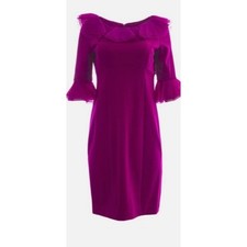 NUE by Shani  Fuchsia off Shoulder Ruffle 3/4 Sleeve Cocktail Party NWT SZ 12