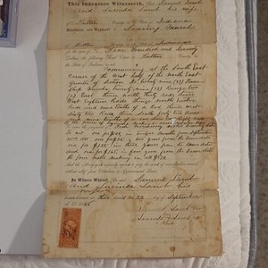 1868 Fulton County Indiana Mortgage Deed  w/ $1 Stamp