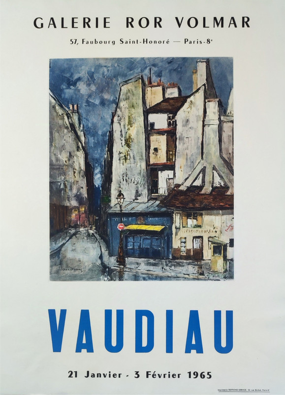 Raymond VAUDIAU — Affiche originale d'exposition, Galerie Ror Volmar, Paris