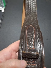 LEATHER RANGER BELT WESTERN LEATHER BLACK TOOLED BELT HAND TOOLED O9E5W-38