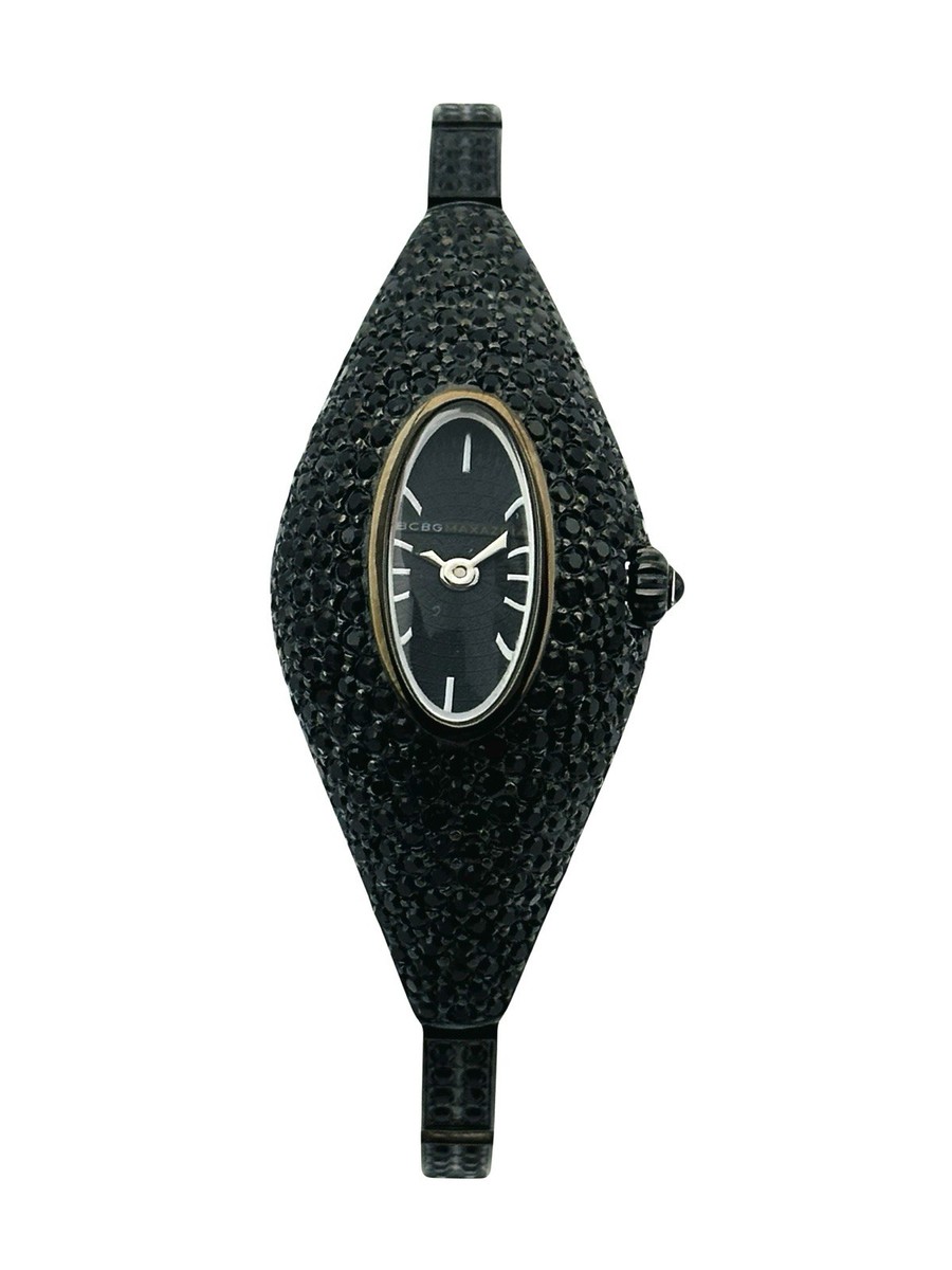 BCBGMAXAZRIA Ladies BG8084 Classic Black Crystal Accents Stainless