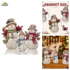 3 Piece Snowman Decoration Set Rustic Wooden Indoor Decor for Christmas