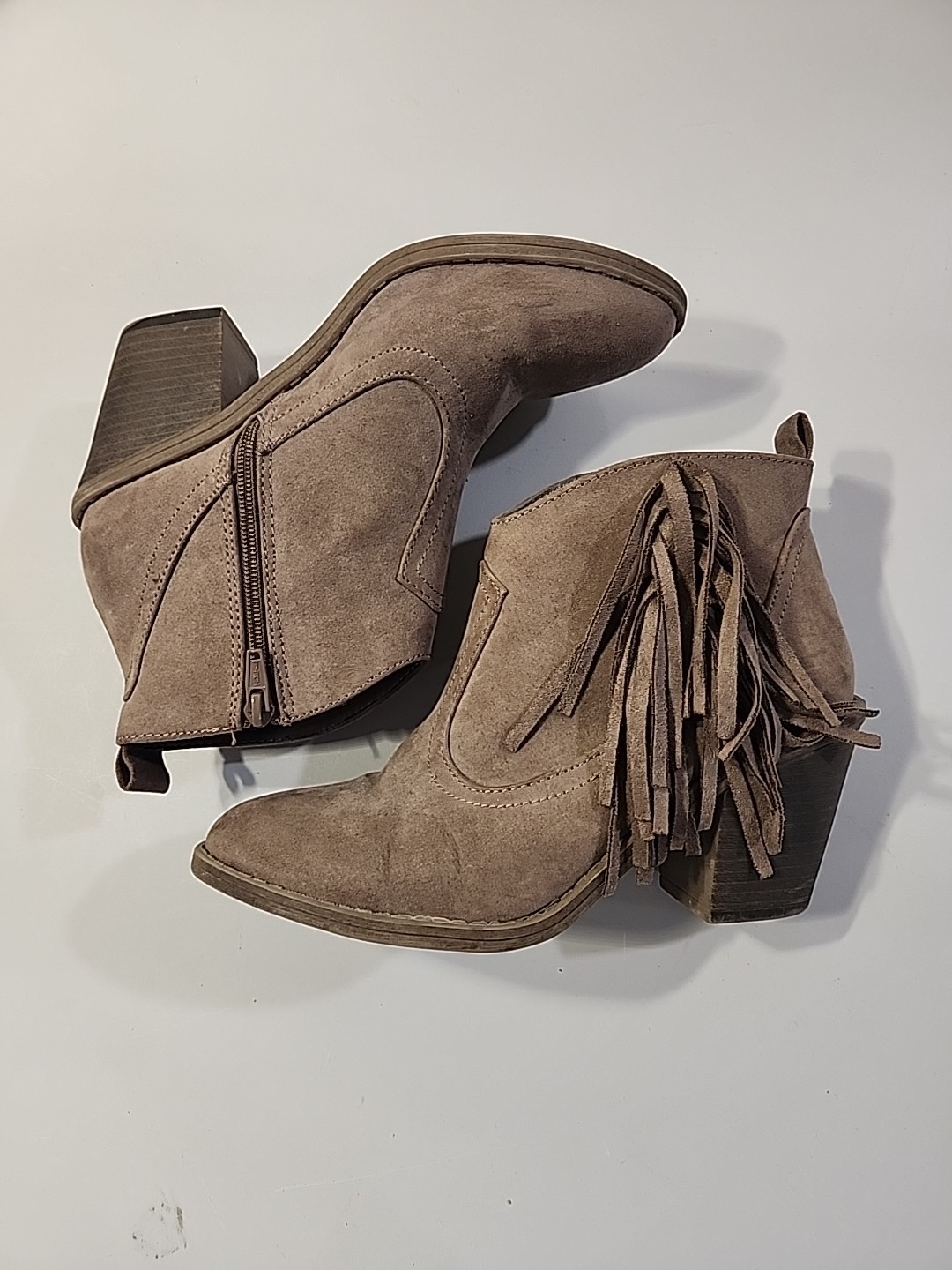 Faded Glory | Brown Tassle Western Booties Ankle Boots Women's Size 8.5