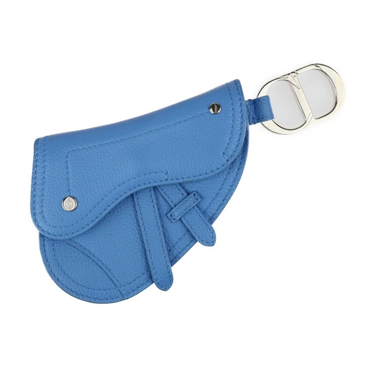 Christian Dior Super Christian Dior pochette selle porte monnaie cuir bleu accès