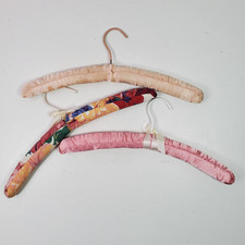 Vintage Wire Wood PADDED Clothes Hangers SET OF 3 Multicolor