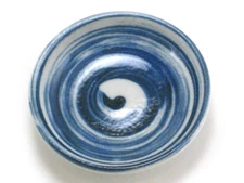 2 PCS. Japanese 3.75"D Sushi Wasabi Soy Sauce Dipping Dish Blue Swirl JAPAN MADE