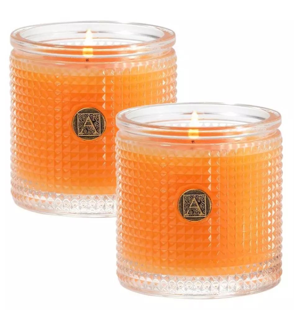 VALENCIA ORANGE SET of 2 Aromatique Textured Glass Scented Jar