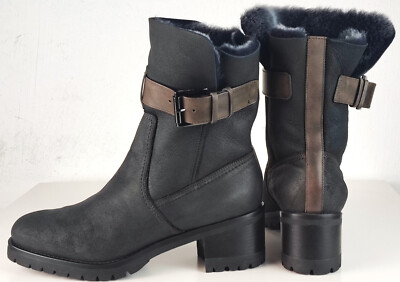 Santoni women's ankle boots designer boots shoes real leather shearling size 38 New