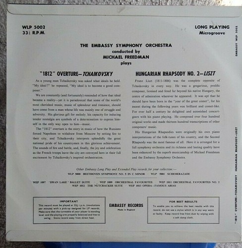 TCHAIKOVSKY 1812 OVERTURE / LISZT HUNGARIAN RHAPSODY NM/NM 1959. UK - Picture 4 of 4