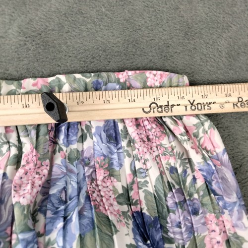 Vintage 80s Pleated Skirt Large Blue Floral Midi Romantic Cottage Modest Granny - Picture 4 of 8