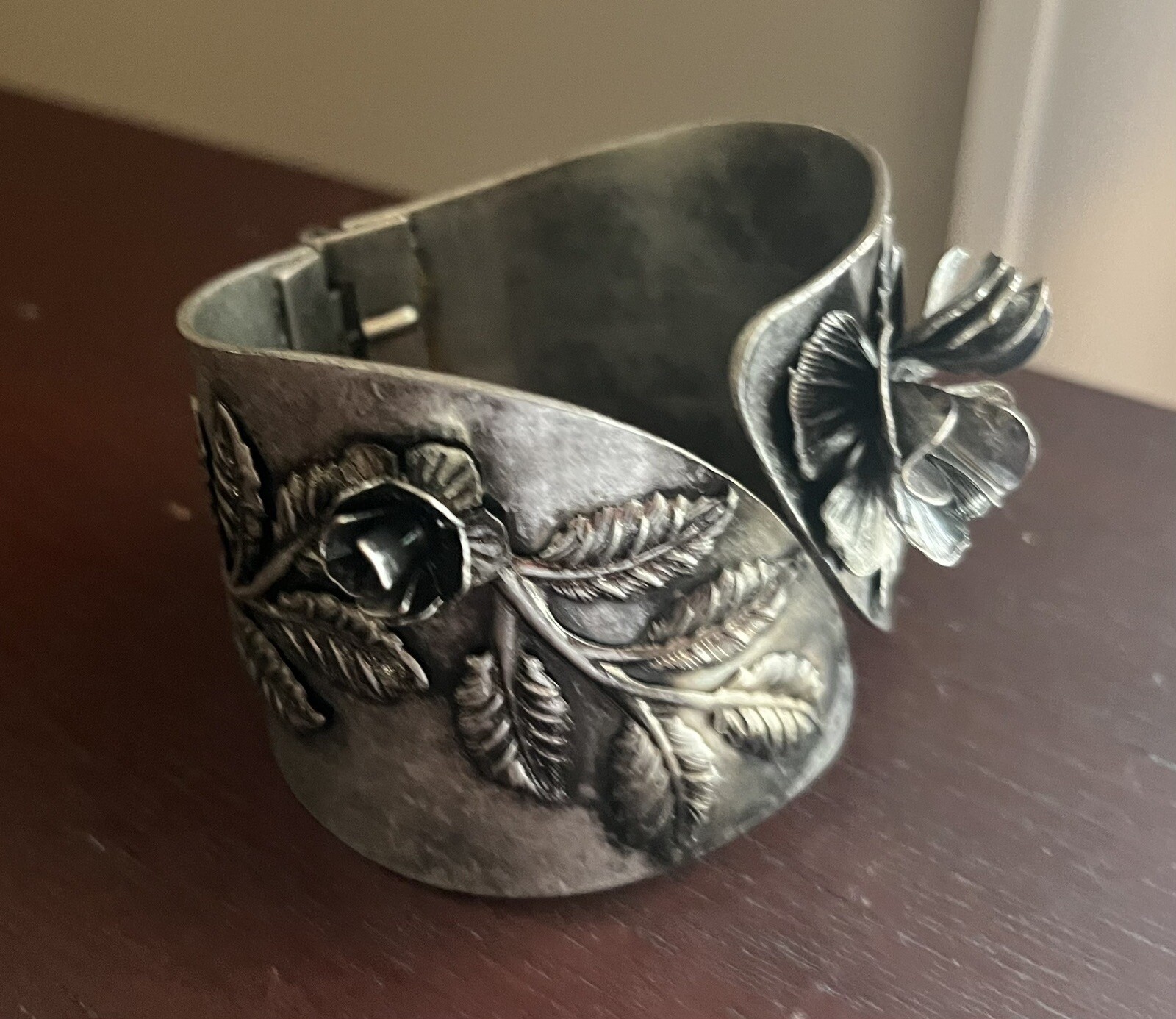 Antique Raised Rose Floral Chunky Statement Sprin… - image 3