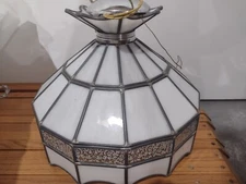 Vintage Leaded Glass Hanging Ceiling Light Swag Lamp kitchen dinning living room