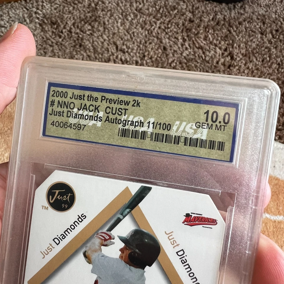Tarjeta firmada por Jack Cust de novato 2000 solo diamantes autógrafo gema como nueva 10 béisbol Foto 4 de 4
