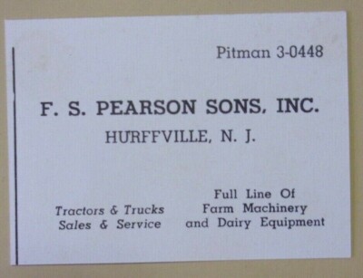 1949 F. S. Pearson Sons Inc. Advertisement Hurffville, New Jersey