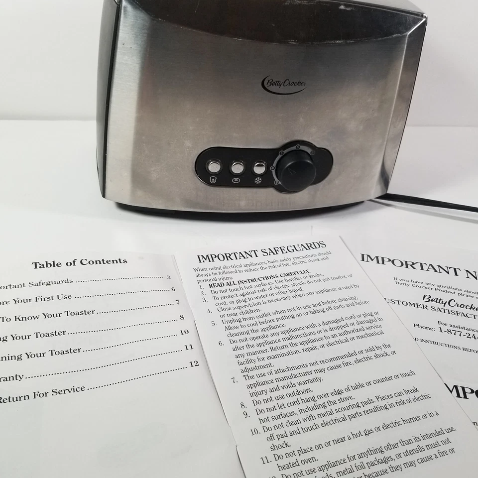 Betty Crocker BC-1618C 2 片烤面包机拉丝不锈钢测试工作 — 第 4/4 张图片