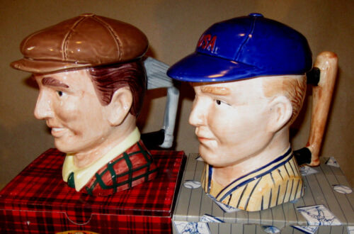 JUEGO DE JUGADOR DE BÉISBOL Y GOLFISTA DE COLECCIÓN/2 TAZAS Toby Head con gorra cerámica Vandor Nuevo de Lote Antiguo - Imagen 2 de 12