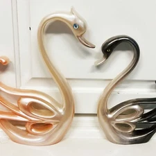 Resin Swan Bookends | Yin-Yang Fantasy Design | Elegant Sculptural Design