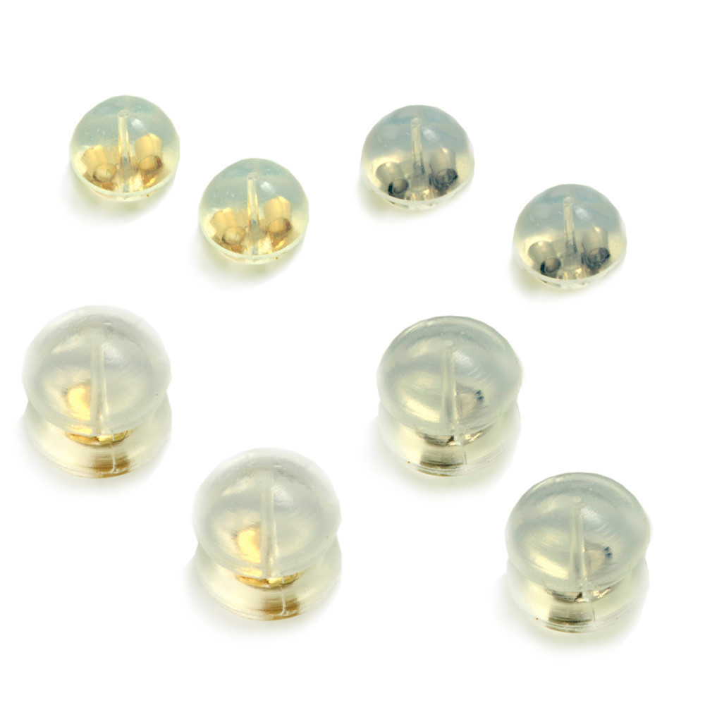 14k Solid Yellow Or White Gold Jelly Silicon Back Earring Backing Small or Large