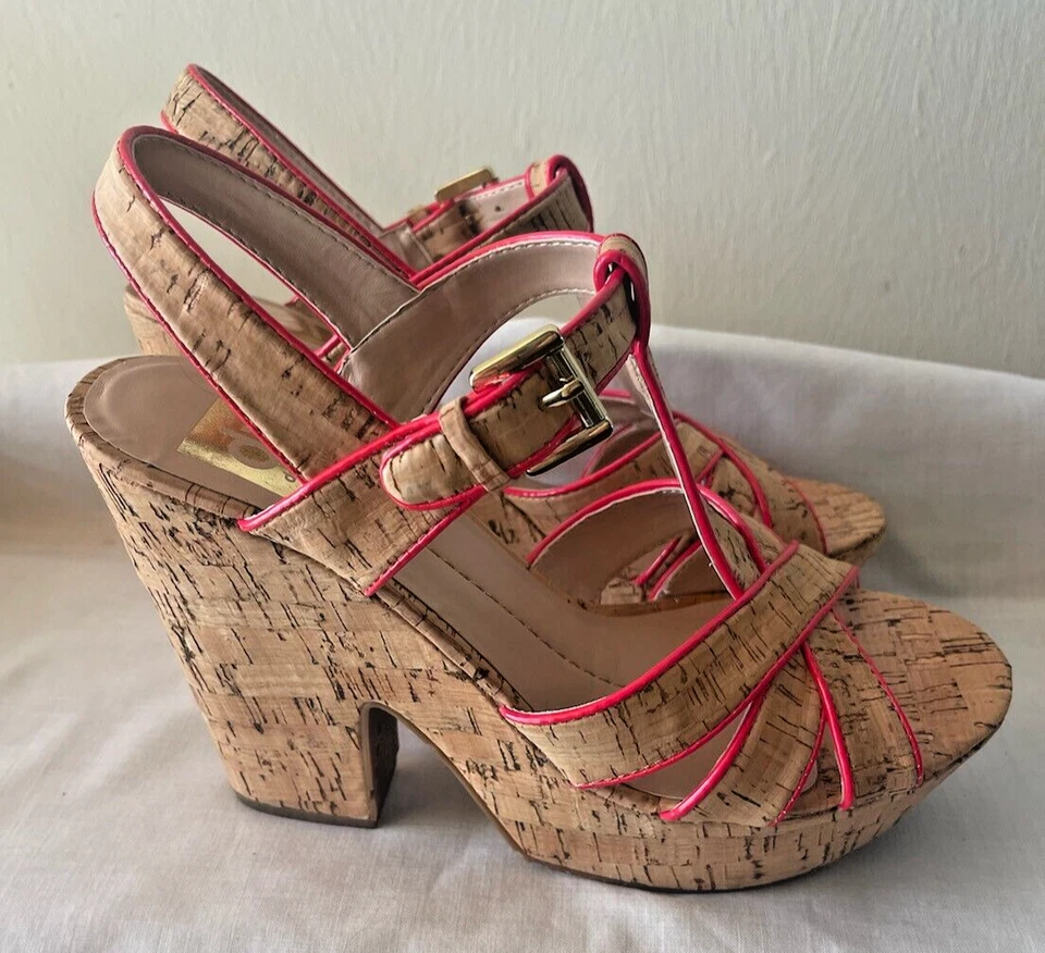 Sandalias DV DOLCE VITA TAIGA Corcho Rosa Caliente Diseñador Tirantes Plataforma Talla 8 Foto 4 de 4