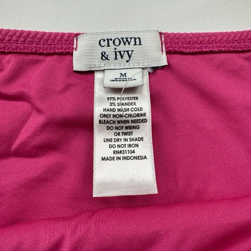 Traje de baño Crown & Ivy rosa dobladillo festoneado parte inferior de bikini talla M texturizado elástico - Imagen 4 de 5