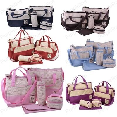 Baby Multi Function Changing Bag Diaper Nappy Shoulder Mummy Mother Bag 6PCS