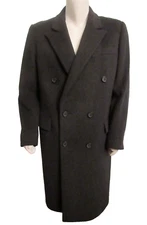 BELVEDERE Gray Men L/42 Coat 100% Pure Wool Double-Breasted Lapel Dress Overcoat