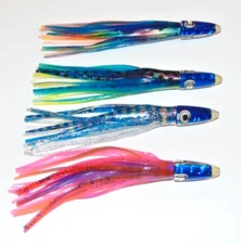 4 Custom Fishing Lures Big Game Trolling Tuna Sailfish Mahi Dorado Pack Lot Bait