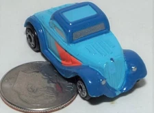 Small Micro Machine Ford 1933 Three Window Coupe in 2 Tone Blue with Red Trim