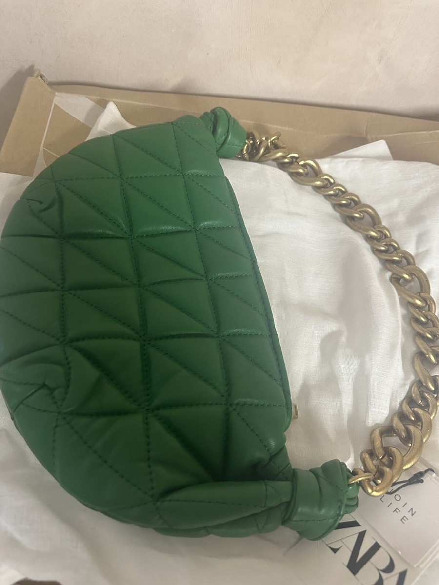Green Zara Mini Quilted Crossbody Bag Zara Quilted Leather